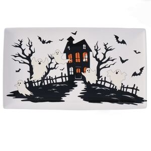 Halloween Haunted House Ceramic Serving Tray